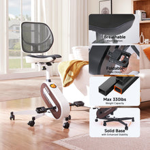 Load image into Gallery viewer, HitGo Home Office Fitness Bundle: Under Desk Exercise Bike Chair - White+Mahogany Desk
