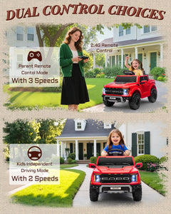 First Ride On Licensed Ford F-150 Raptor 12 Volt Kids Ride on Car, Ride on Toys for Kids with Remote Control (Red)