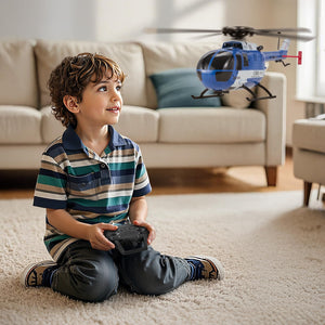 RC Helicopter, 2.4GHz 4-Propeller Remote Control Helicopter with 6-Axis Gyro, 4-Channel RC Airplane for Beginner, LED Light & One-Key Takeoff
