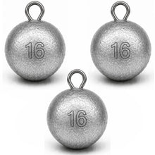 Load image into Gallery viewer, MLYLM 3 Pack 16 oz Cannonball Sinkers — 1 lb Commercial Downrigger Ball Lead Trolling Weights for Big Game Tuna Marlin Halibut Pacific Salmon, Deep Sea Charter Offshore Trolling Tackle
