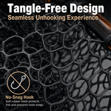 Load image into Gallery viewer, Premium Handcrafted Fly Fishing Net with Natural Bamboo Frame, Rubber Hex Mesh, Brass Lanyard Ring, Trout Stream Size

