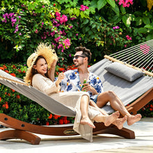 Load image into Gallery viewer, Lazy Daze Sunbrella Fabric Hammock with 13FT Arc Wood Hammock Stand
