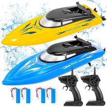 Load image into Gallery viewer, 2 Pack RC Boat Remote Control Boats for Pools and Lakes for Kids and Adults, 10 kmH 2.4 GHz RC Boat for Boys 4-7 8-12 Years
