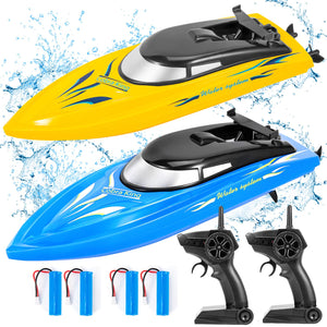 2 Pack RC Boat Remote Control Boats for Pools and Lakes for Kids and Adults, 10 kmH 2.4 GHz RC Boat for Boys 4-7 8-12 Years
