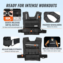 Load image into Gallery viewer, VEVOR Adjustable Weighted Vest, 35lb Weight Vest with Iron Weights, Shoulder Pad, and Reflective Stripe, Body Weight Vest Exercise Set for Men Women, Workout Equipment for Strength Training Running
