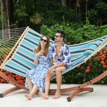 Load image into Gallery viewer, Lazy Daze Sunbrella Fabric Hammock with 13FT Arc Wood Hammock Stand
