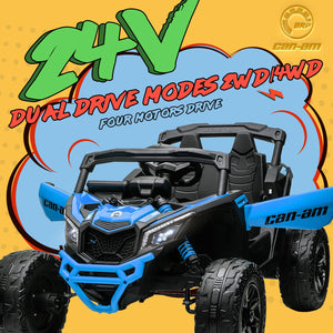 24V Ride on Toys for Big Kids,Kids Electric Ride on Car UTV 4WD/2WD,High Speed Power Wheels with EVA Rubber Tires-Blue