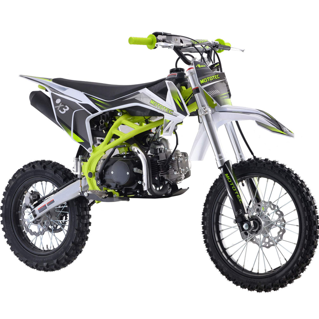 X3 125cc 4-Stroke Gas Dirt Bike Green, 66x29x40