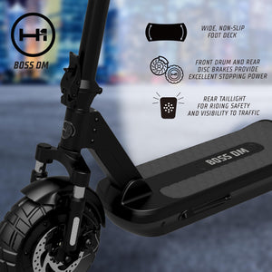 Pro Series Boss Dual Motor Foldable Electric Scooter with 1,600W Motor, 28 mph Max Speed, 10” Self-Sealing Tubeless Tires, and 40 Mile Range