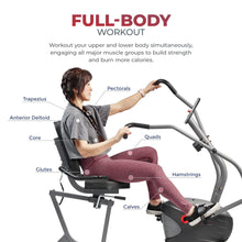 Load image into Gallery viewer, Sunny Health &amp; Fitness Compact Performance Recumbent Elliptical Bike - Gray
