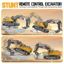 Load image into Gallery viewer, 17CH Remote Control Excavator Construction Toy for Boys - 2400mAh RC Excavator Toy with Metal Shovel/Spray/Lights/Sounds

