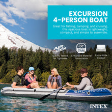 Load image into Gallery viewer, Intex Excursion 4-Person Inflatable Fishing Boat River Raft Set with Oars
