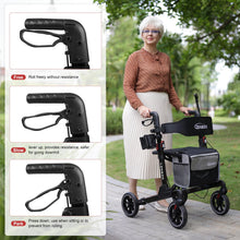 Load image into Gallery viewer, Rollator Walker for Seniors/Adults Foldable in Two Directions Rolling Walker with Seat 330 lbs Capacity 4 Big 8 inch Wheels Hand Grips Adjustable Height Lightweight Aluminum Walker 7204(Black)
