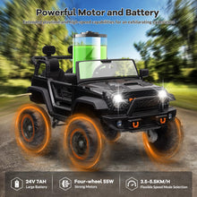 Load image into Gallery viewer, 24V 2 Seater Kids Ride On Car, 4 Wheeler Truck Ride On Toys for Big Kids with 5.5MPH Max Speed, Black
