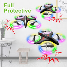 Load image into Gallery viewer, Dwi Dowellin 4.9 Inch Mini Drone for Kids Crash Proof LED Lights One Key Take Off Landing Flips RC Remote Control Small Drones Toys for Beginners Boys and Girls Adults Nano Quadcopter,Black
