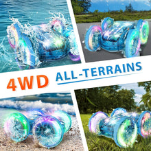 Load image into Gallery viewer, Amphibious Remote Control Car for Boys, 2.4GHz RC Boat Monster Truck with LED Lights, 4WD All Terrain Stunt Car
