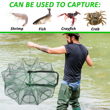 Load image into Gallery viewer, 2PCS Fishing Bait Trap Crab Net 10 Holes and 2 PCS Square Crab Crawfish Trap Fishing Trap for Minnow Crawfish Shrimp Crawdad with Rope Large Fishing Net for Bait Fish
