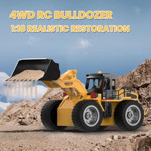 Load image into Gallery viewer, RC Bulldozer Toy Remote Control Bulldozer RC Construction Vehicles for Boys 1:18 Remote Control Tractor with Alloy Shovel Off-Road 4WD
