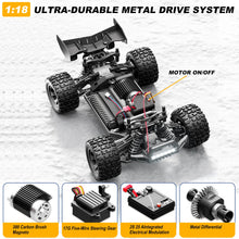 Load image into Gallery viewer, 1:18 Scale All-Terrain RC Car for Adults - 40+KM/H High Speed 4WD Off-Road Remote Control Truck with 2 Rechargeable Batteries
