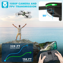 Load image into Gallery viewer, Drone with 1080P Camera for Beginners and Adults, Foldable Remote Control Quadcopter with Voice Control, Gestures Selfie, Altitude Hold
