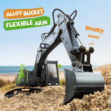 Load image into Gallery viewer, Remote Control Excavator Toys for Boys, 2.4Ghz RC Construction Vehicles with Metal Shovel &amp; Simulated Lights Gift for Kids

