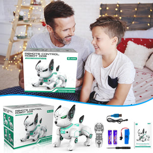 Remote Control Robot Dog Toy, RC Dog Programmable Smart Interactive Robotic Pets, RC Stunt Robot Toys Dog Imitates, Green