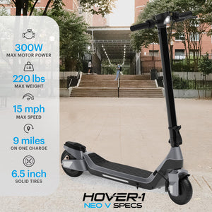 Foldable Electric Scooter with 250W Rated Brushless Motor, 15 mph Max Speed, 6.5” Wheels, 9 Mile Range Commuting Scooter for Kids + Teens