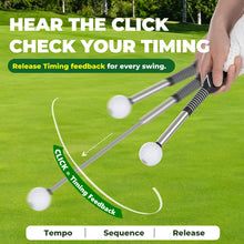 Load image into Gallery viewer, FODESAN Retractable Golf Swing Trainer, Training Aid with Grip Trainer, Swing Mechanics for Beginners &amp; Tempo Training for Advanced, Click Feedback, Muscle Training, Indoor/Outdoor
