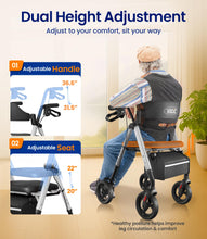Load image into Gallery viewer, VOCIC Walkers for Seniors, Z21 Rollator Walker with Seat Supports 350lb, 8" Big Wheels for All Terrain, Ergonomic Arc Seat &amp; 6" Ultra Backrest Foldable Walker, Dual Height Adjustment, Lightweight 2026
