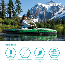 Load image into Gallery viewer, INTEX 68305EP Challenger K1 Inflatable Kayak Set: Includes Deluxe 86in Kayak Paddles and High-Output Pump – Adjustable Seat with Backrest – Removable Skeg – 1-Person – 220lb Weight Capacity
