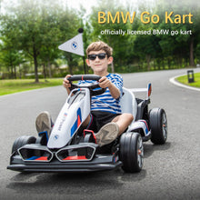 Load image into Gallery viewer, 36V Electric Go Kart for Kids, Licensed BMW Battery Powered Drift Racing Go Kart, 7.5 MPH Drift Kart w/Adjustable Speed, White
