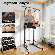 Load image into Gallery viewer, Power Tower Pull Up Station for Home Gym, Dip Station with Splayed H-Shaped Base, 440LBS Capacity

