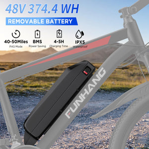 Electric Bike for Adults, 26'' 1000W Peak Ebike, Up to 50 Miles 21.7MPH Electric Mountain Bike with 48V 374.4WH Removable Battery