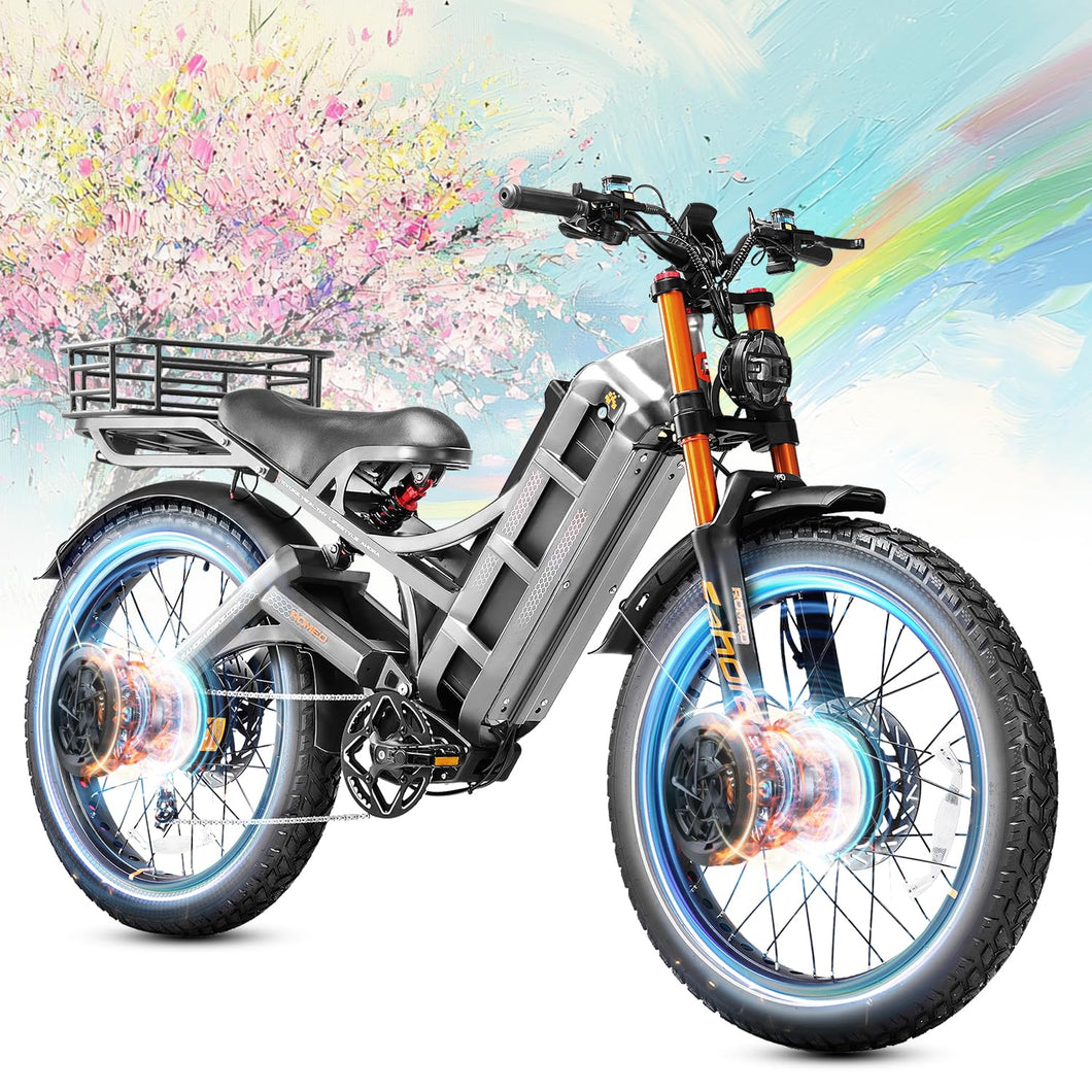 4000W Dual Motor Ebike for Adults 52V 70Ah 200 Miles 46MPH Long Range Electric Bike 26 * 4.0