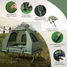 Load image into Gallery viewer, S AFSTAR 2-Person Tent Cot, 5-in-1 Camping Tents with Air Mattress &amp; Air Pillow, Sleeping Bag, Camping Cot, Sunshade &amp; Wheeled Bag, Off The Ground Tent, Elevated Tent Cot for Camping Hiking Travel
