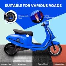 Load image into Gallery viewer, 24V 350W Kids Electric Scooter, 14MPH Ride-On Motorcycle w/Rear Brake &amp; LED Light, for Ages 8-12 (Blue)
