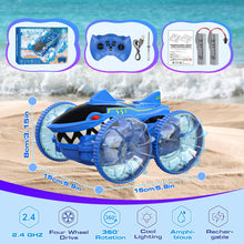 Load image into Gallery viewer, Amphibious Remote Control Car 4WD Waterproof 2.4Ghz Fast Stunt RC Car 360° Rotating with Lights Xmas Gifts
