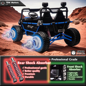 24V 2 Seater XXL Kids UTV Ride On Car with Remote Control 4WD Off Road Electric Vehicle Ride On Toy Car (Blue)