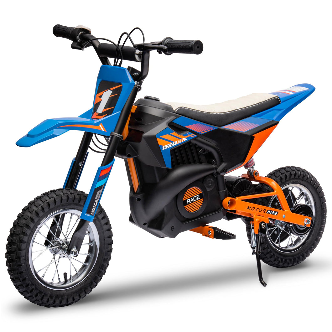 24V Electric Dirt Bike, Boys & Girls Ride on Electric Motocross Off-Road Bike w/Twist Grip Throttle, 250W Chain-Driven Motor (Blue)