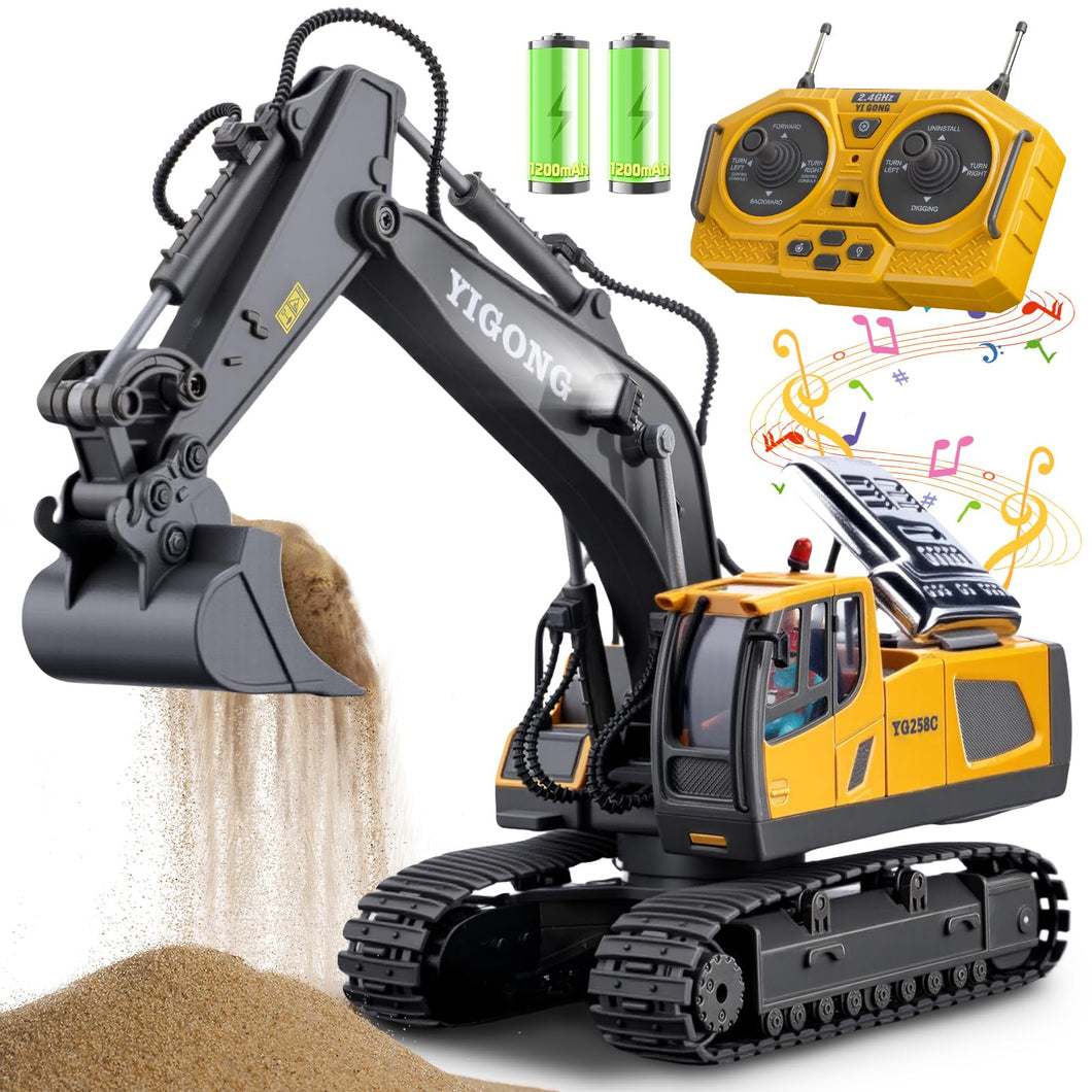 Remote Control Excavator Toys, 11 Channel 1:20 RC Construction Vehicles, 680° Rotation Hydraulic Car Toys, RC Truck Digger