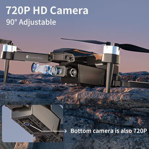 Drone with Dual Camera, 720P HD 90° Adjustable Lens, Quadcopter Dual Camera, WiFi APP, 3D Flip, Auto Hold, Optical Flow Positioning