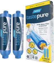 Load image into Gallery viewer, Camco Tastepure RV Water Filter 2-pk - GAC &amp; KDF Filtration-Made in the USA
