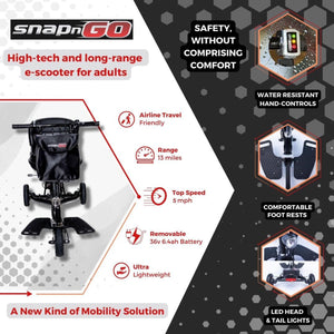 Three Wheel Portable Mobility Scooter for Adults - Aircraft-Grade Aluminum, Top Speeds of 5 mph & 13-Mile Range - Folding & Foldable Scooter