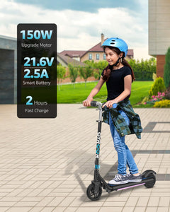 Electric Scooter for Kids, E-Throttle 150W Motor LED Display, H30Max-Blue