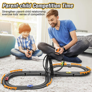 Slot-Car-Race-Track-Sets for Boys Kids, Battery or Electric Race Car Track with 4 High-Speed Slot Cars, Dual Racing Game