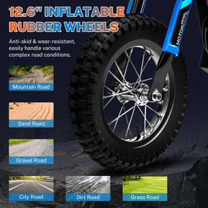 24V Electric Dirt Bike, Boys & Girls Ride on Electric Motocross Off-Road Bike w/Twist Grip Throttle, 250W Chain-Driven Motor (Blue)