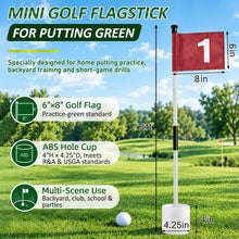 Load image into Gallery viewer, 6 Pack Golf Flagstick &amp; Hole Cup Set, 3ft Mini Putting Green Pin Flag
