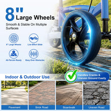 Load image into Gallery viewer, BlessReach Steerable Knee Scooter Deluxe Medical Scooter for Foot Injuries Compact Crutches, with Dual Rear on-Wheel Brake and Shock Absorption Under The Knee pad（Blue）
