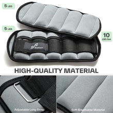 Load image into Gallery viewer, Sportneer Adjustable Ankle Weights Set - 1 Pair (2-10 lbs) Removable Sandbags -Light Gray
