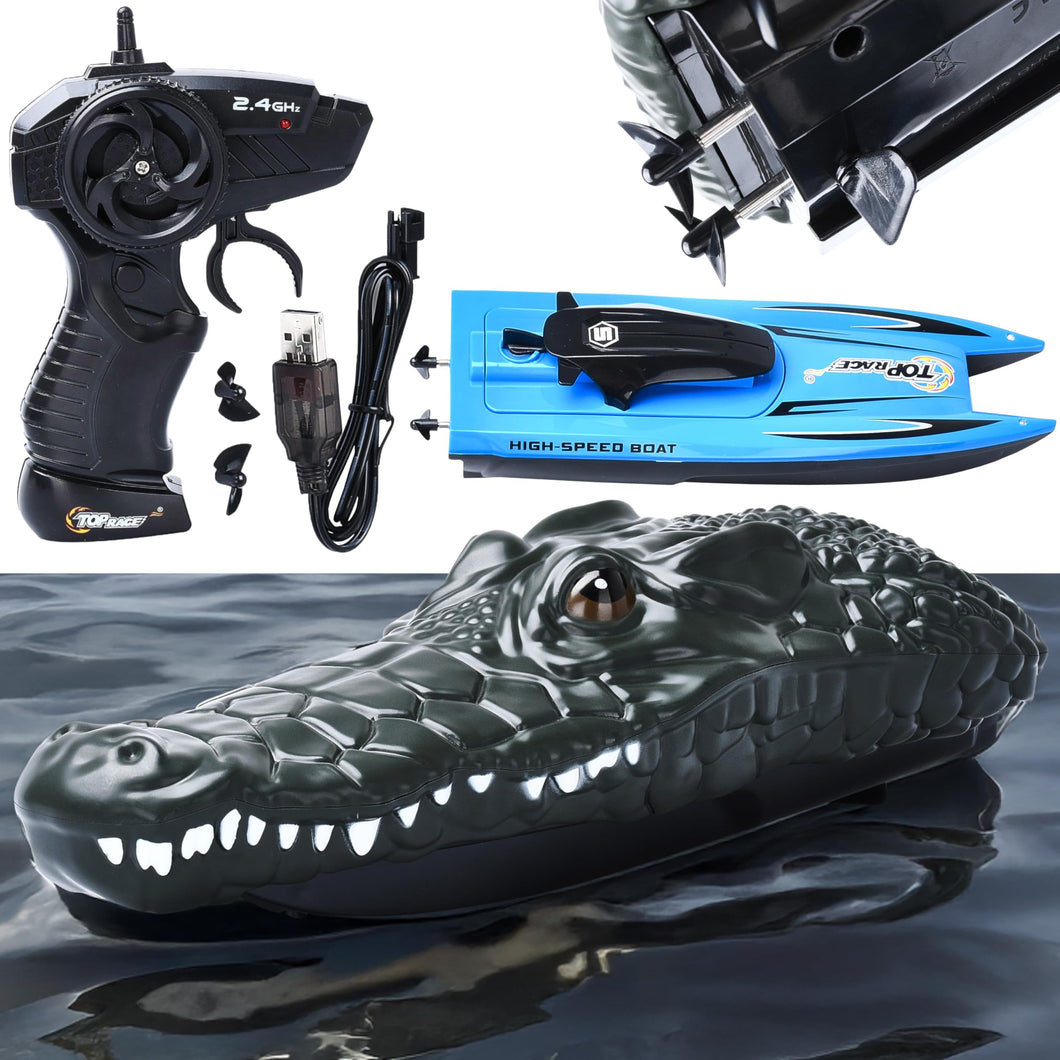 Remote Control Alligator Head - Remote Control Boat Prank Toy for Kids, Adults, Pranksters - 2.4G Waterproof RC Boats